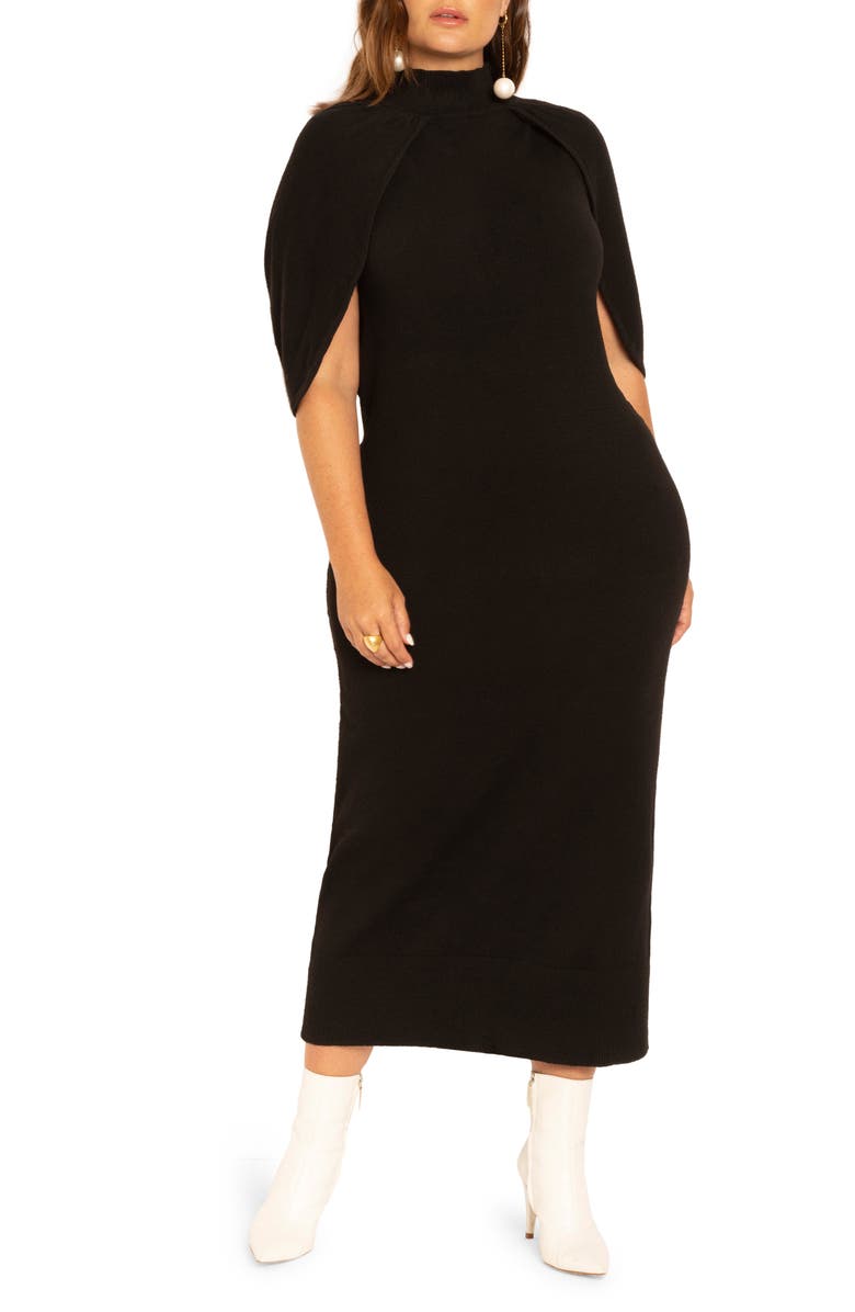 ELOQUII Cape Sweater Dress, Main, color, 