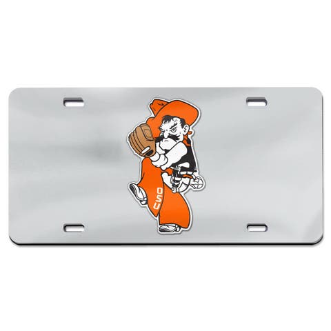 Silver Oklahoma State Cowboys Baseball Pete Wind Up Laser Cut Acrylic License Plate