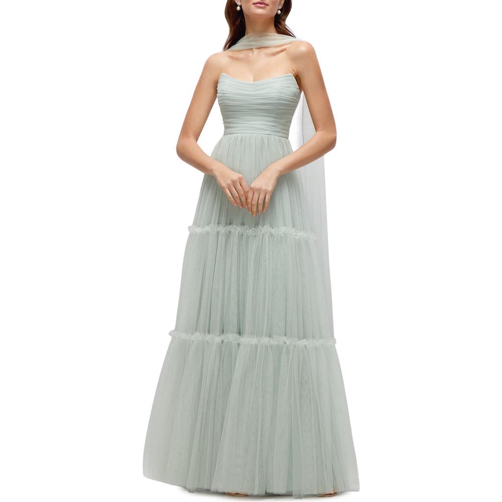 DESSY COLLECTION DESSY COLLECTION STRAPLESS TIERED TULLE GOWN
