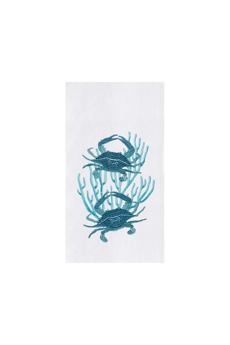 2 Blue Crabs Flour Sack Kitchen Towel Dishtowel, Main, color, White