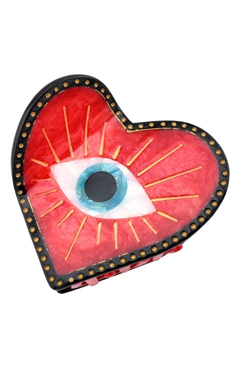 Hand Painted Lucky Eye Heart Claw Clip