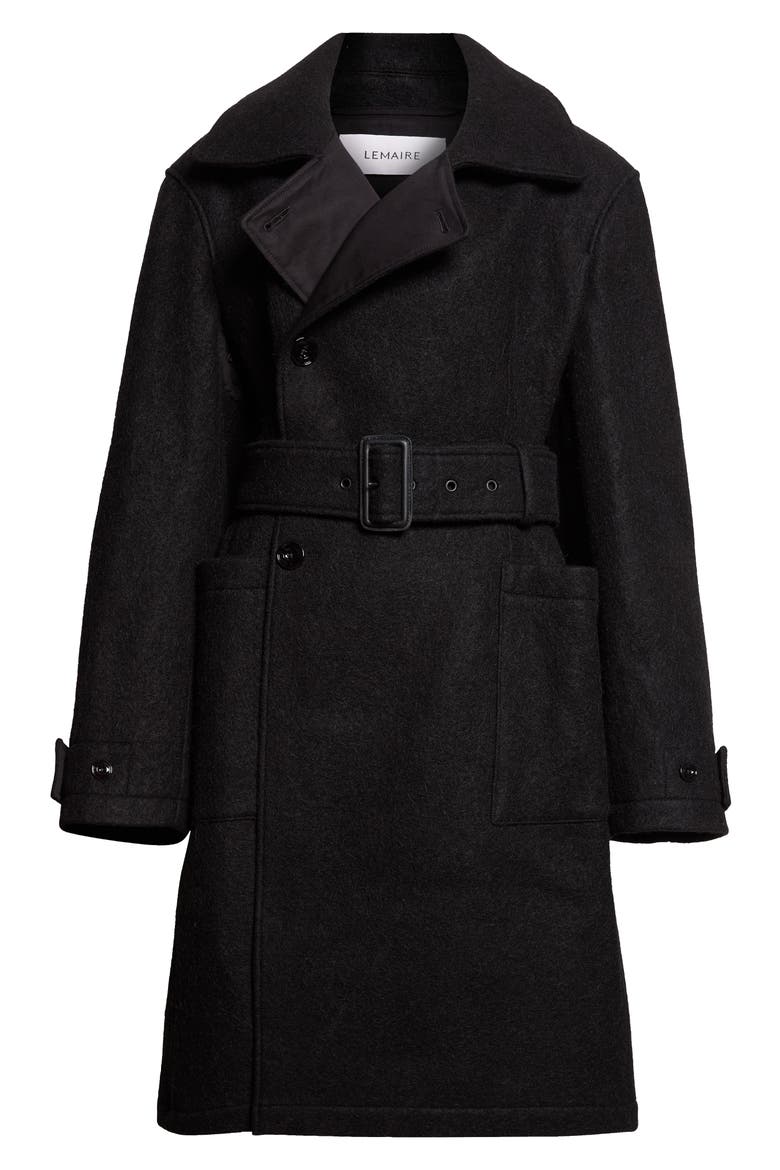 Shaped Felted Wool & Alpaca Coat, Main, color, BLACK