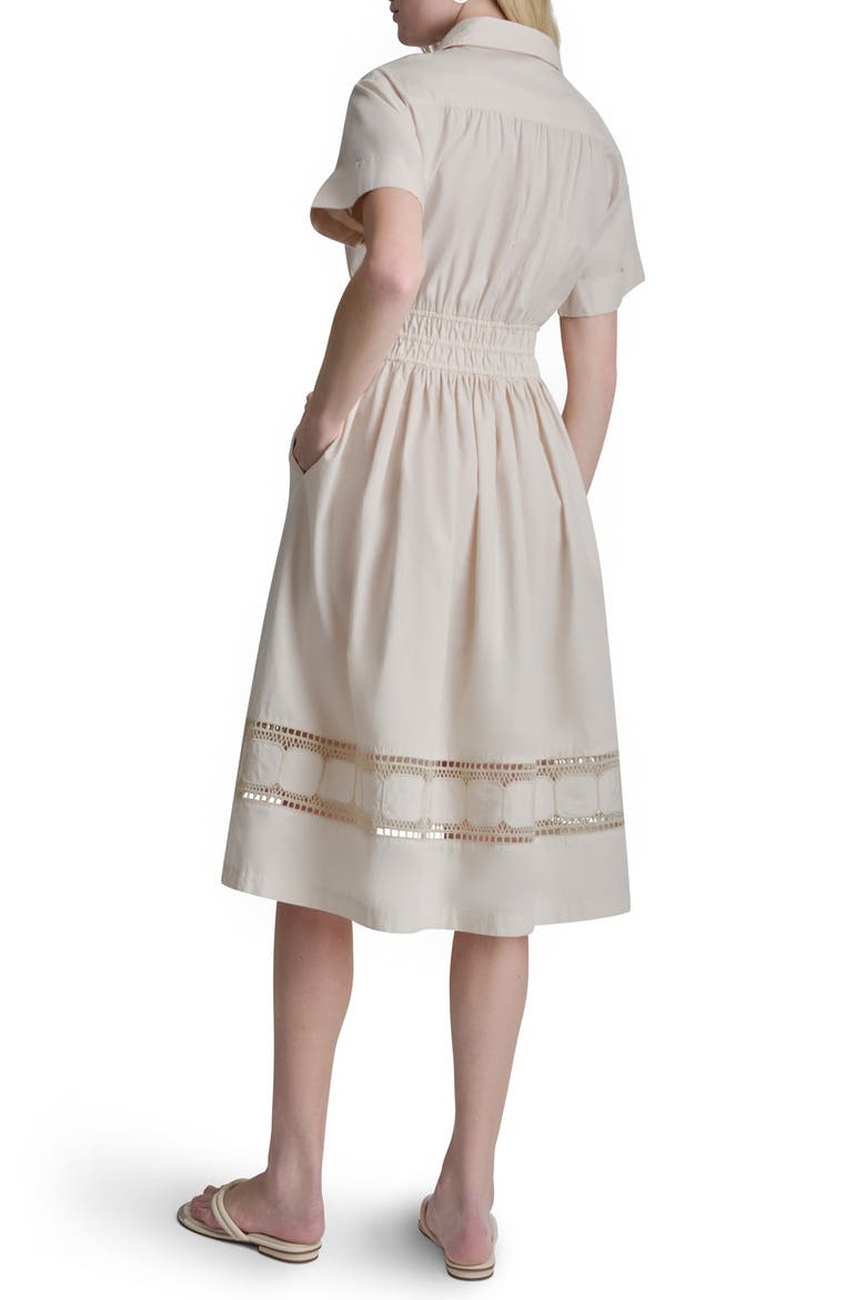 Ruched Lace Trim Shirtdress, Alternate, color, LIGHT CITY KHAKI