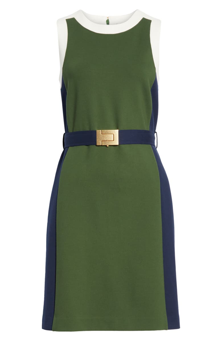 Tory Burch Belted Colorblock Ponte Dress, Alternate, color,