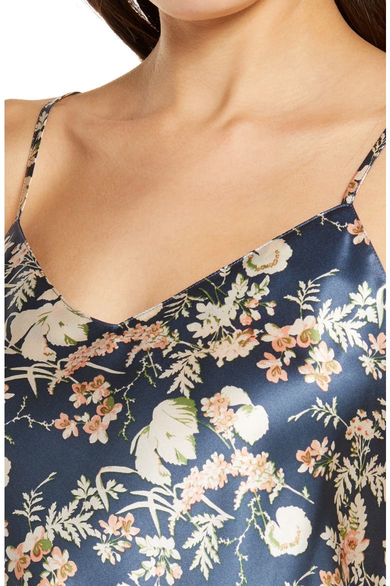 Short Silk Pajamas, Alternate, color, NAVY DENIM ETHEREAL FLORAL