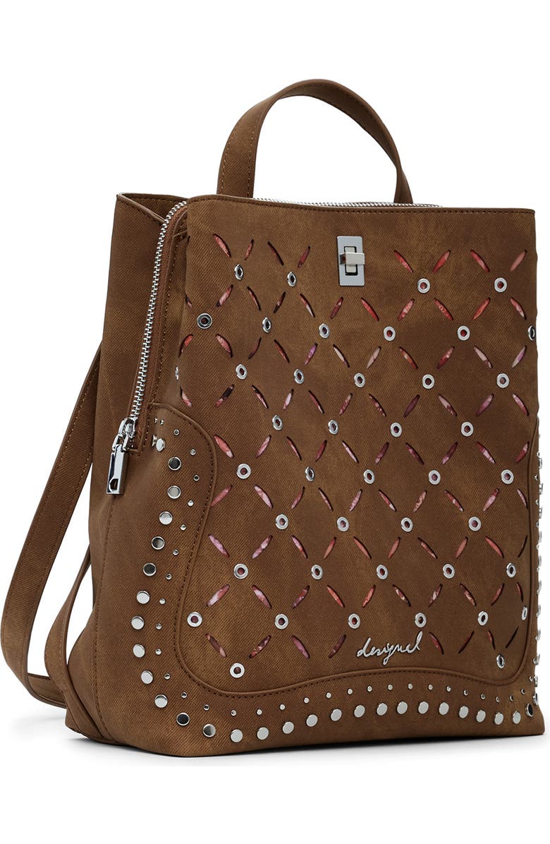 Desigual Medium Faux Leather Backpack, Alternate, color, Camel