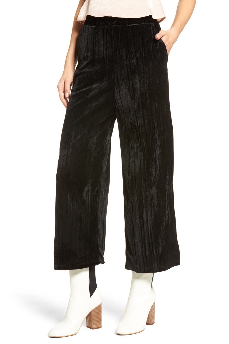 Velvet Culottes, Main, color, BLACK