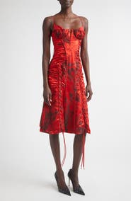 McQueen Floral Jacquard Corset Dress