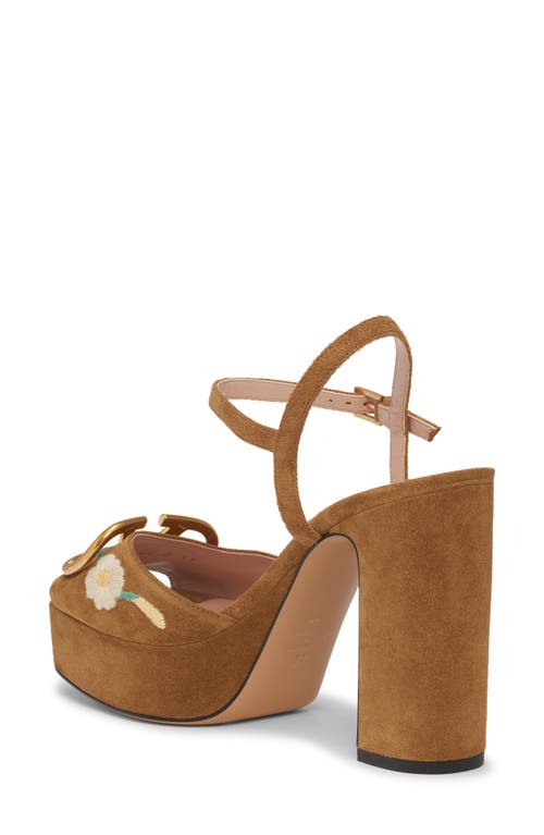 Valentino Vlogo Sunflower Embroidered Platform Sandal In Brown