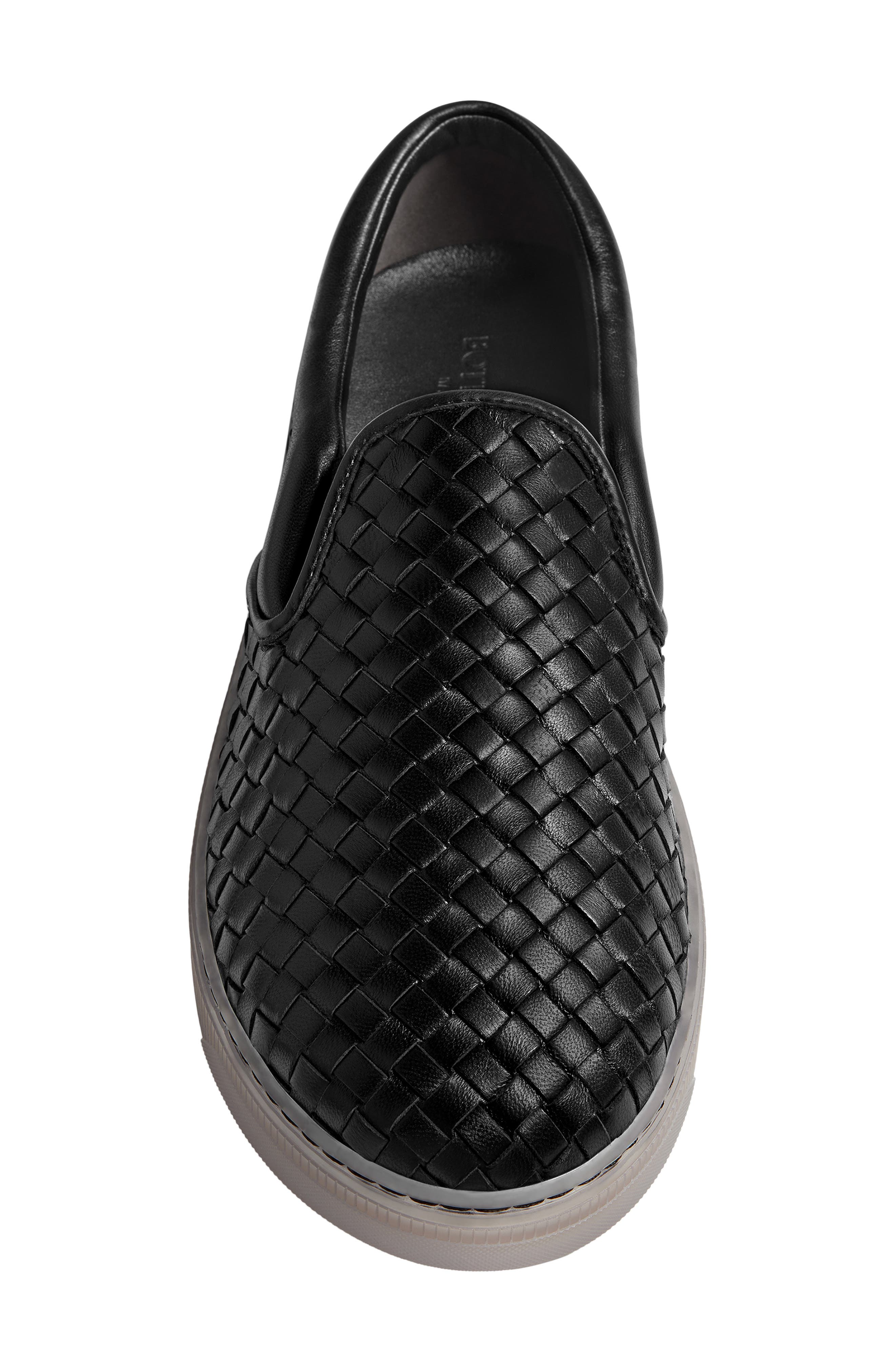 Bottega Veneta Serena Woven Leather Slip-On Sneaker, Alternate, color, 1000 Black