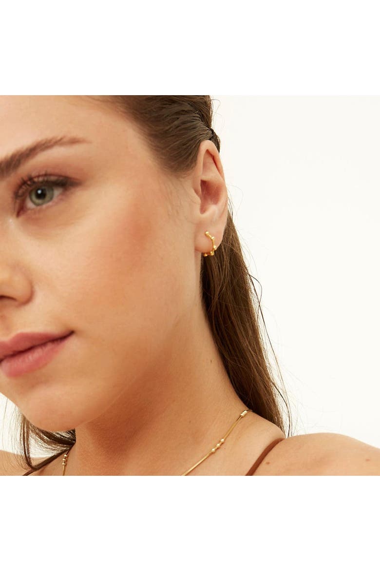 Seven Bead Sterling Silver Hoop Earrings, Alternate, color, Gold