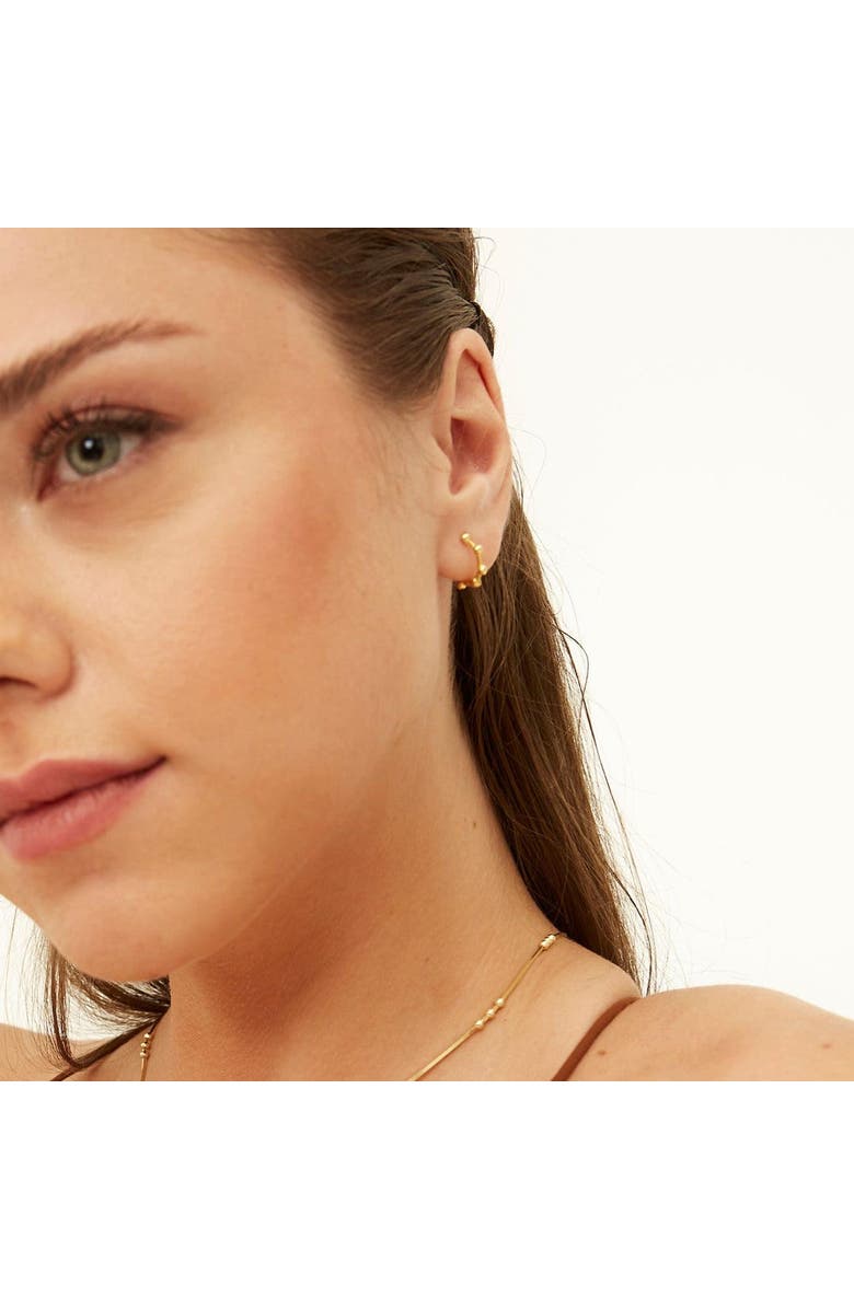 Spero London Seven Bead Sterling Silver Hoop Earrings, Alternate, color, Gold