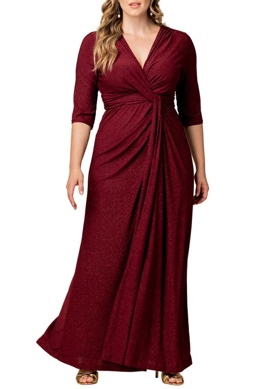 Kiyonna Romanced By Moonlight Glitter A-line Jersey Gown In Burgundy