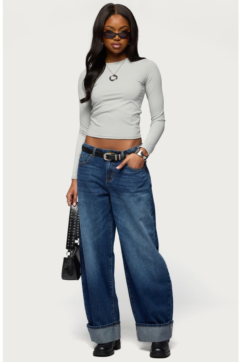 Tay Long Sleeve Crop Top, Alternate, color, GRAY
