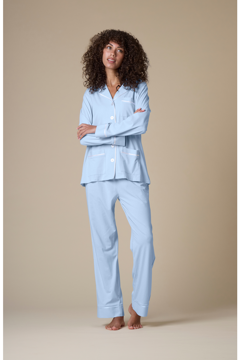 Luxe Stretch Cotton Pajama Set, Main, color, Mist Blue
