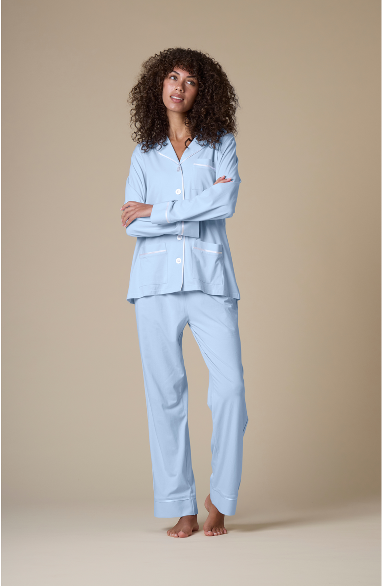 KIP Luxe Stretch Cotton Pajama Set, Main, color, Mist Blue