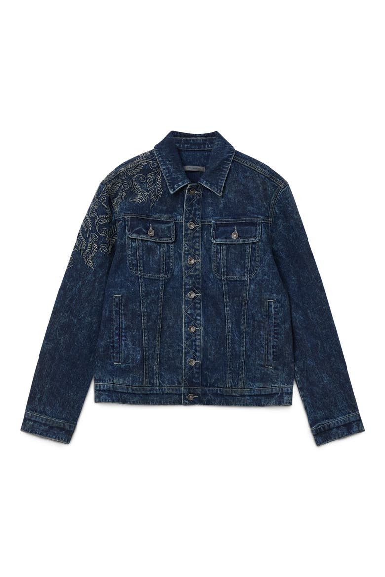 Anthony Embroidered Denim Trucker Jacket, Alternate, color, BLUE SMOKE