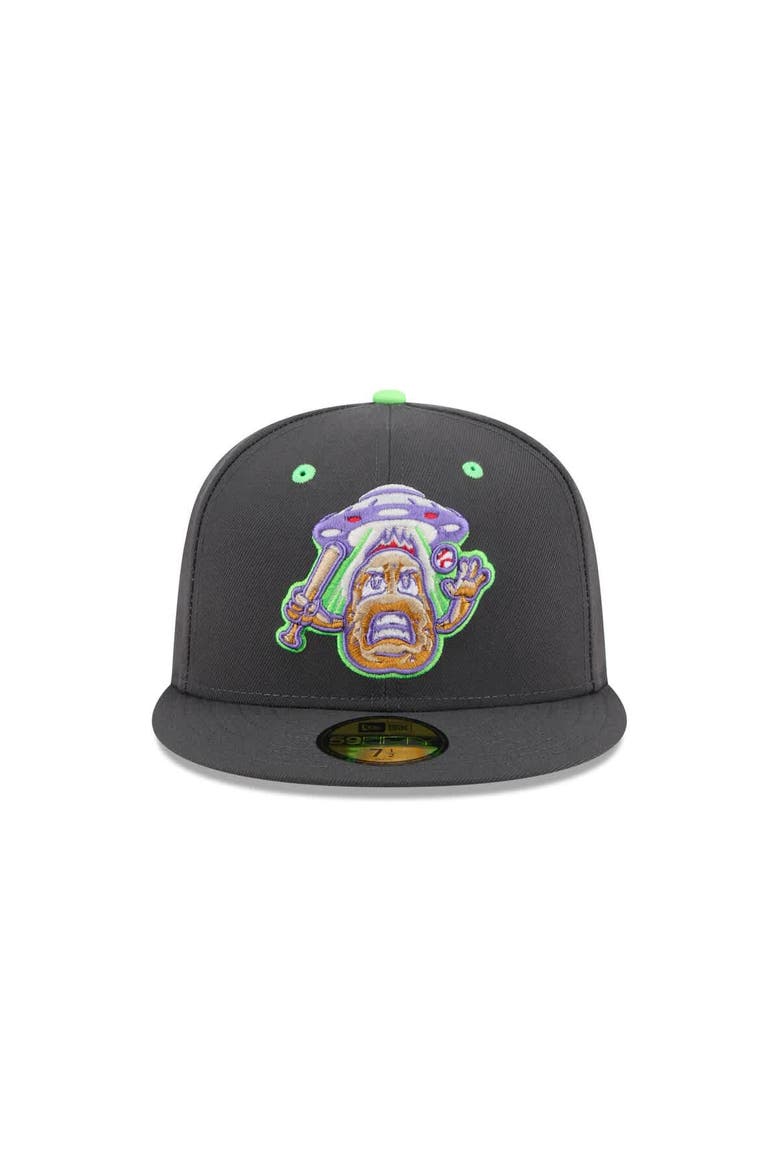 Men's New Era  Charcoal New Hampshire Fisher Cats Theme Nights 59FIFTY Fitted Hat, Alternate, color, Charcoal