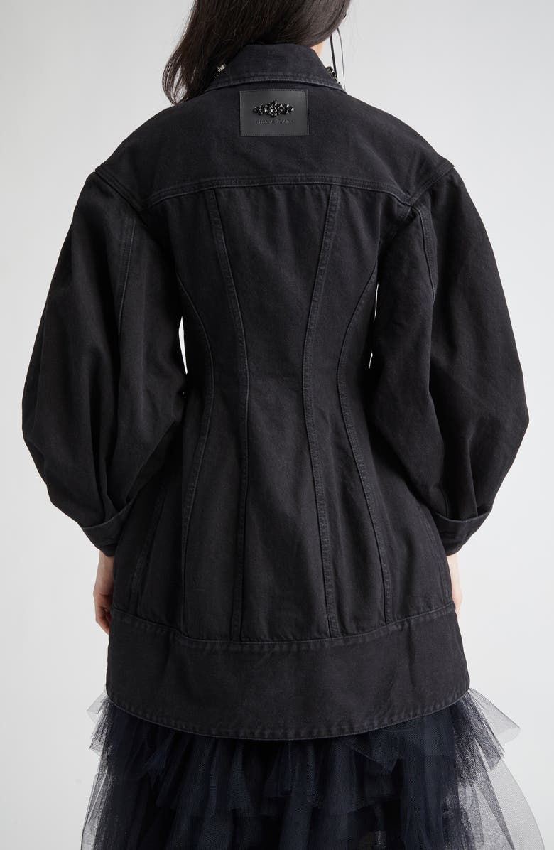Simone Rocha Crystal Embellished Sculpted Denim Jacket, Alternate, color,