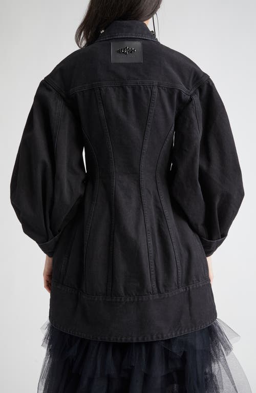 Simone Rocha Crystal Embellished Sculpted Denim Jacket