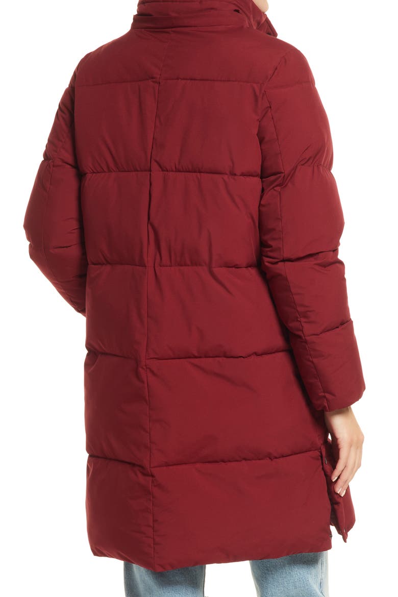 Cocoon Faux Fur Trim Water Repellent Coat, Alternate, color, CABARNET