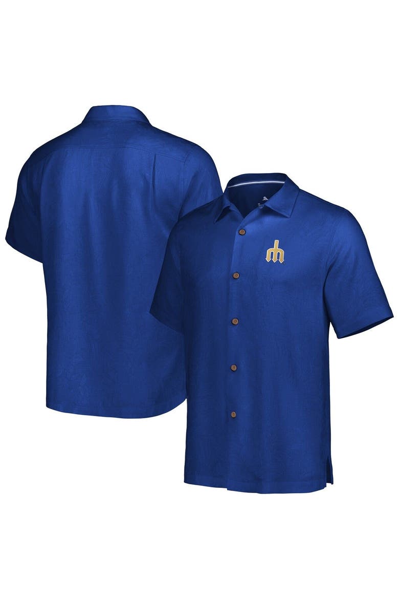 Men's Tommy Bahama Royal Seattle Mariners Sport Tropic Isles Camp Button-Up Shirt, Main, color, Navy