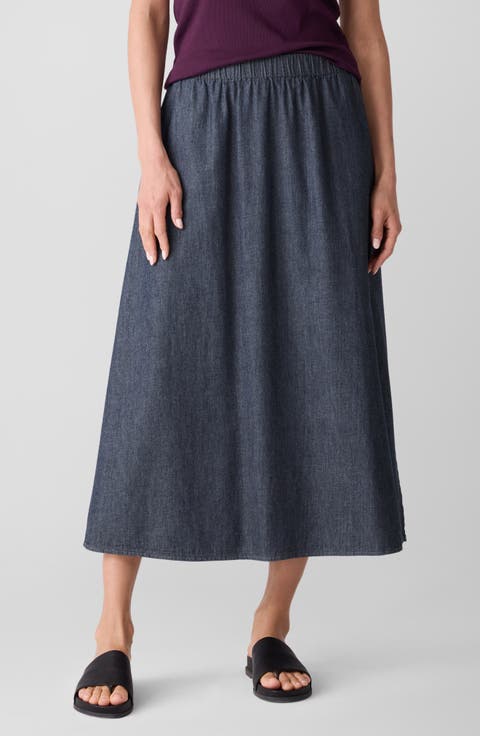 Organic Cotton Denim Skirt (Regular & Petite)