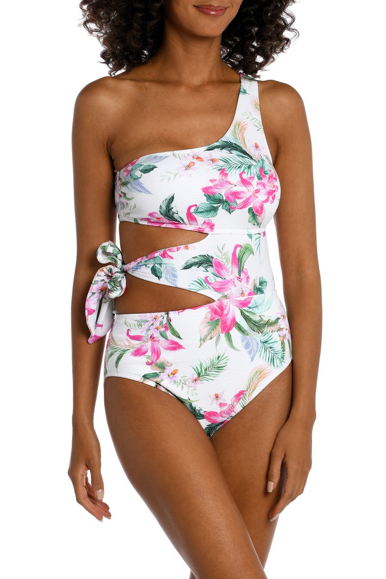 Mystic One-Shoulder Cutout One-Piece Swimsuit, Main, color, MULTI