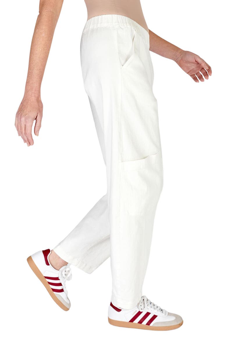 Alembika Relaxed, slightly tapered white denim pants, Alternate, color, 