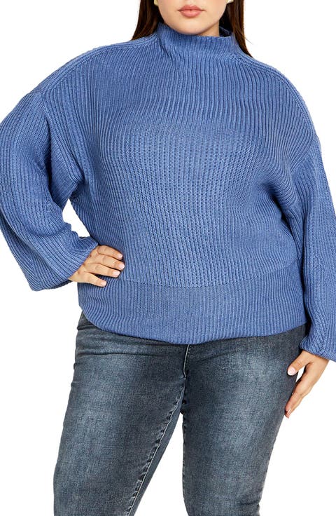 Halo Funnel Neck Rib Sweater (Plus)