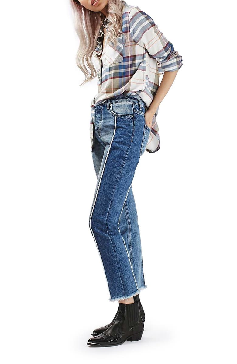 Topshop Chest Pocket Plaid Shirt, Alternate, color, 