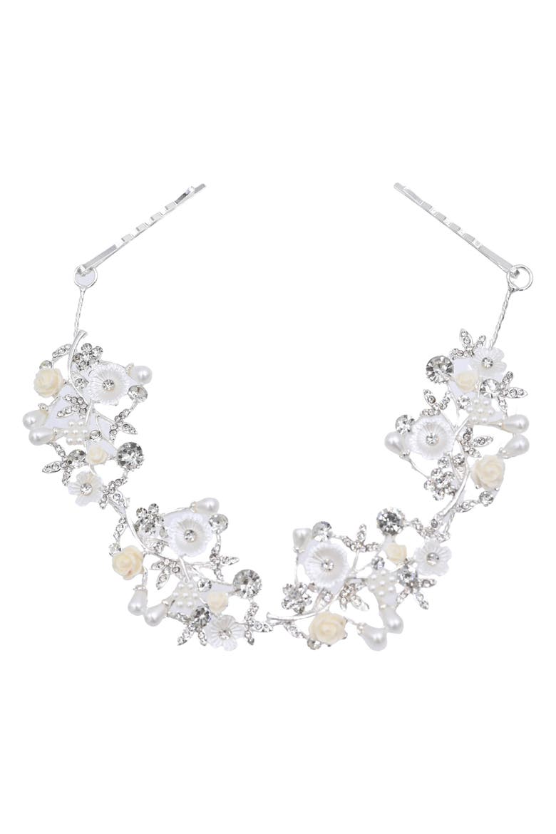 Glimmering Flower Hair Vine, Main, color, Silver
