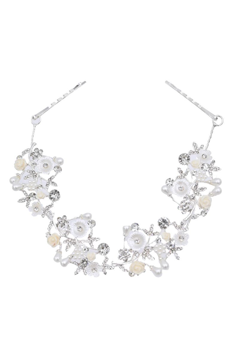 Tulleen Glimmering Flower Hair Vine, Main, color, Silver