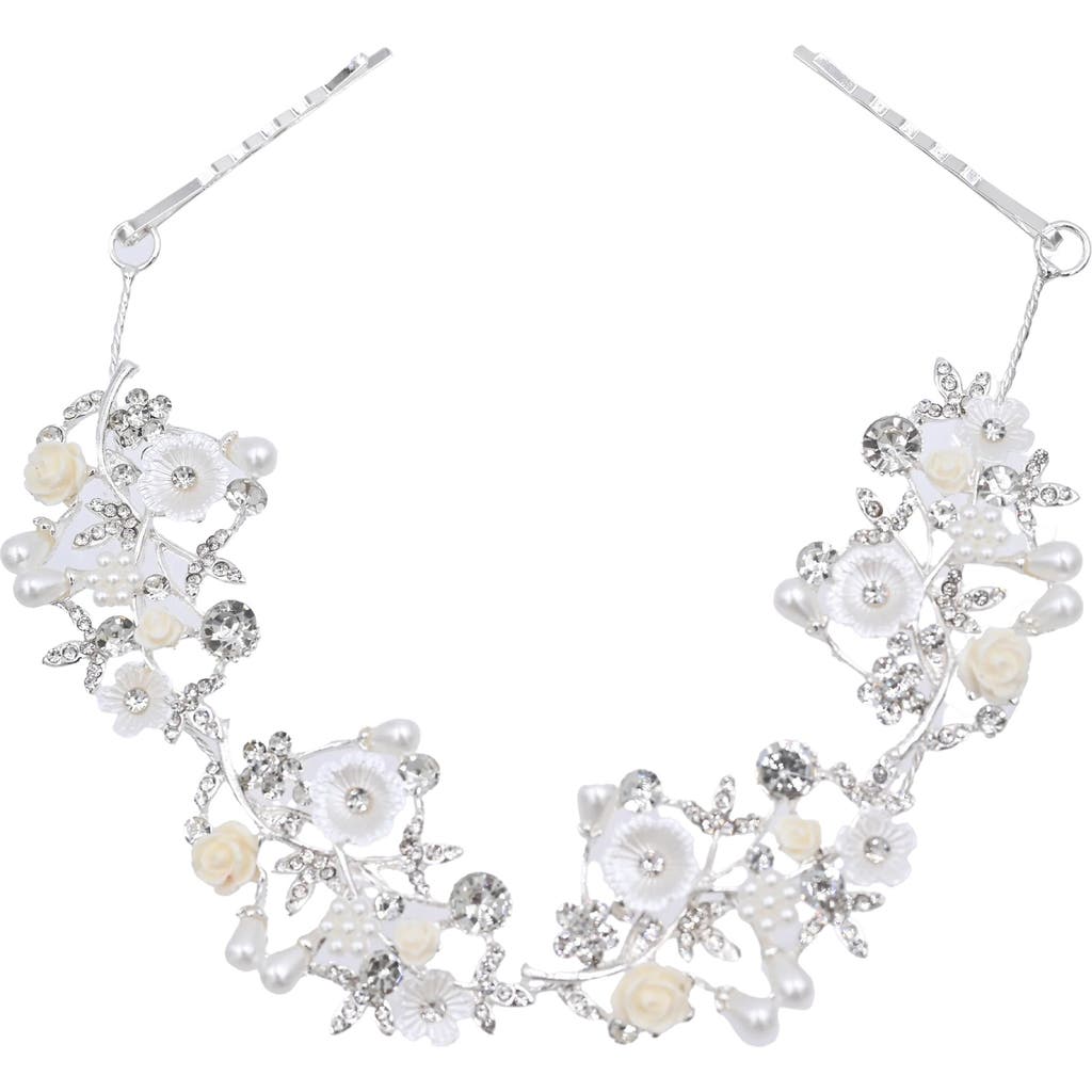 Tulleen Glimmering Flower Hair Vine In Silver