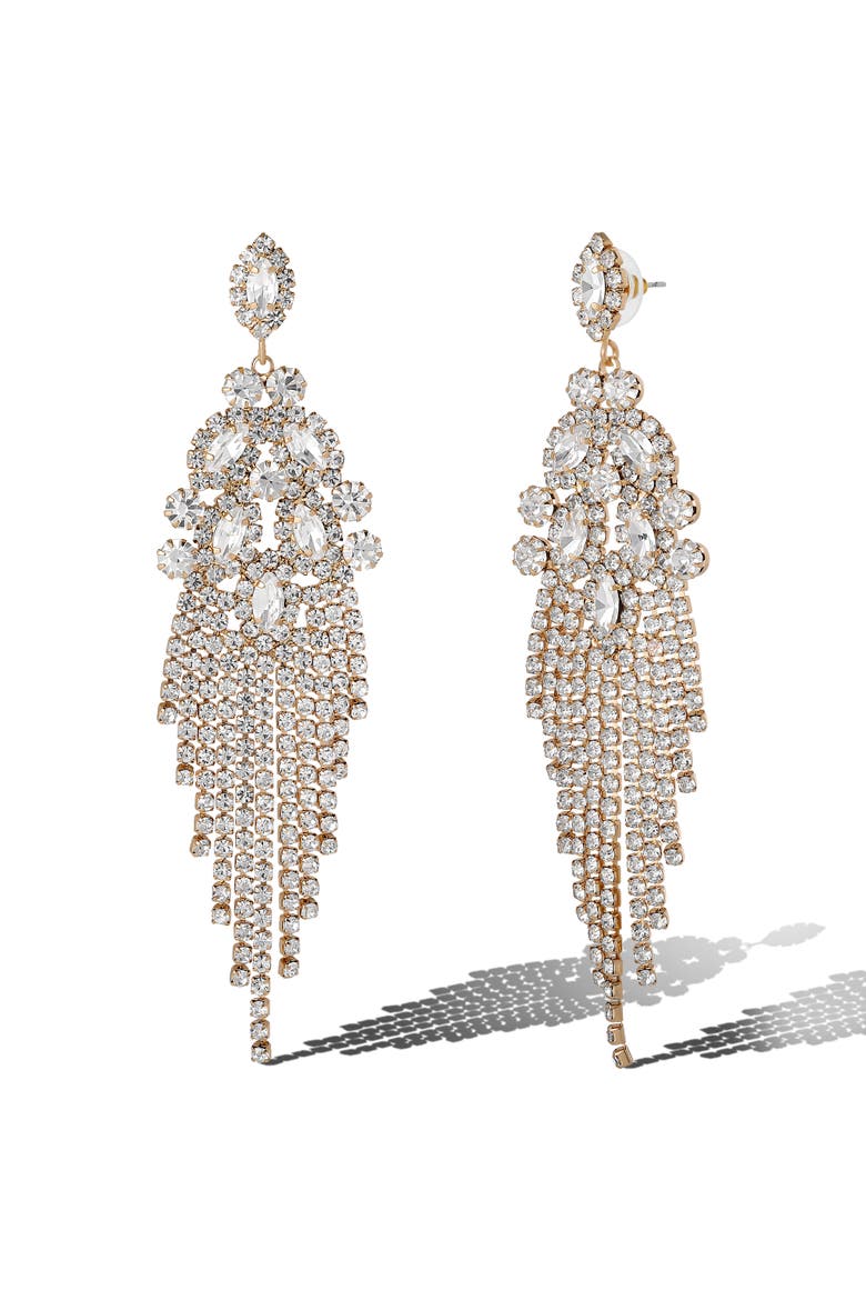 Crystal Fan Drop Earrings in Silver-Tone, Alternate, color, Silver