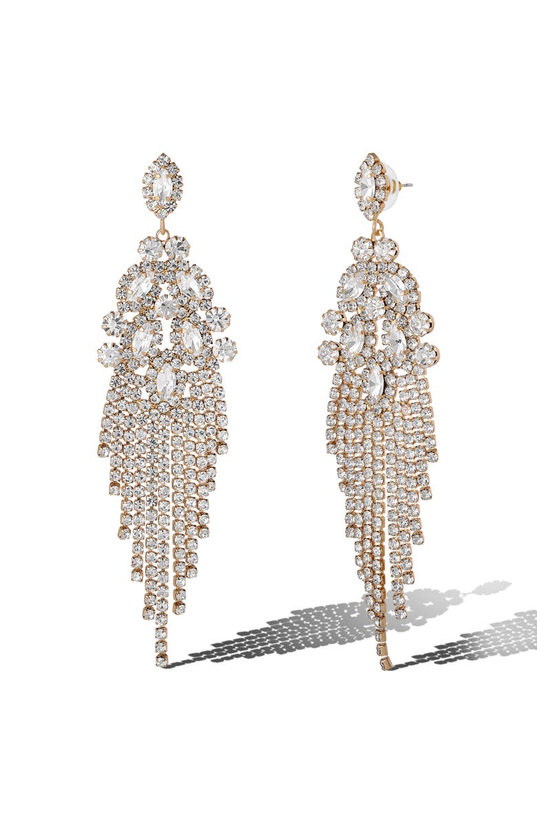 Jessica Simpson Crystal Fan Drop Earrings in Silver-Tone, Alternate, color, Silver