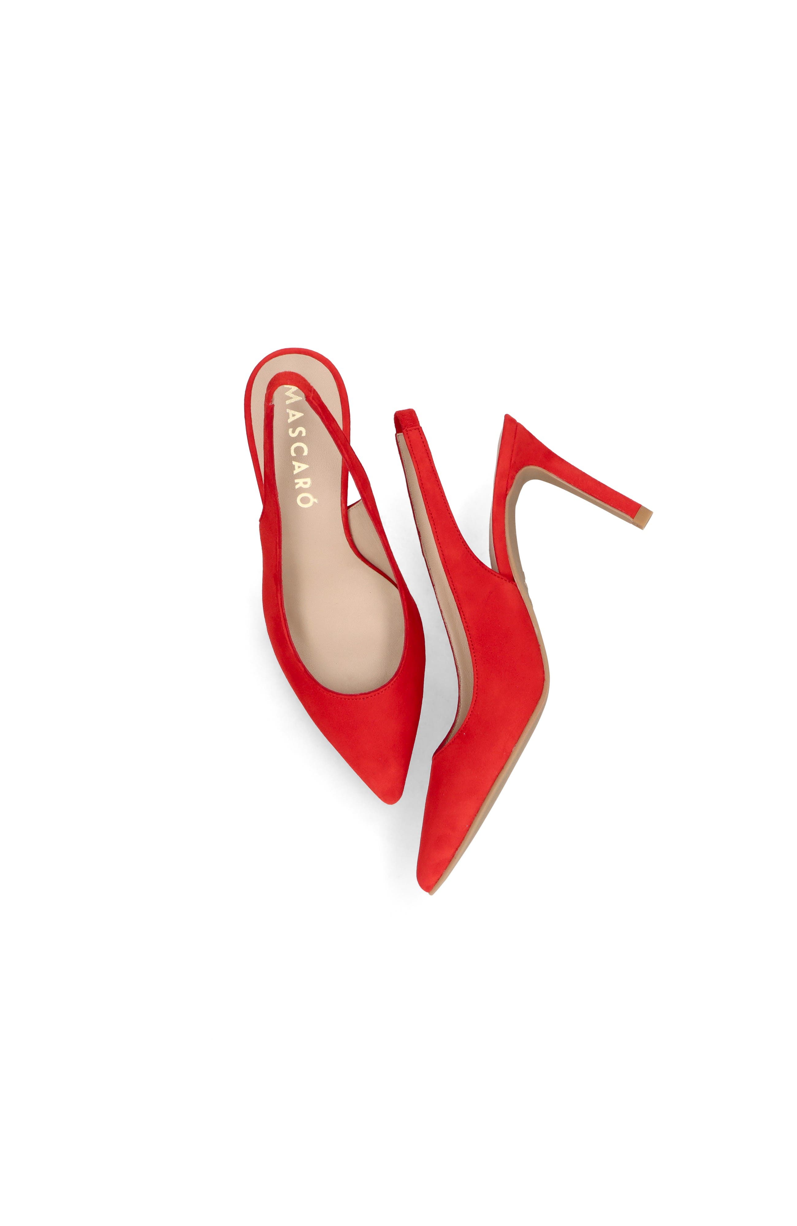 Suede Pointed Toe Slingback, Alternate, color, Red