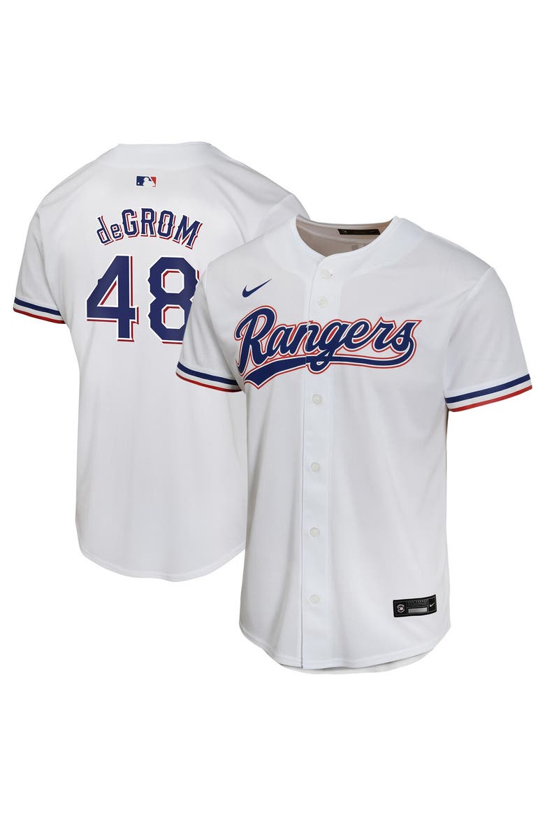 Youth Nike Jacob deGrom White Texas Rangers Home Game Player Jersey, Main, color, White