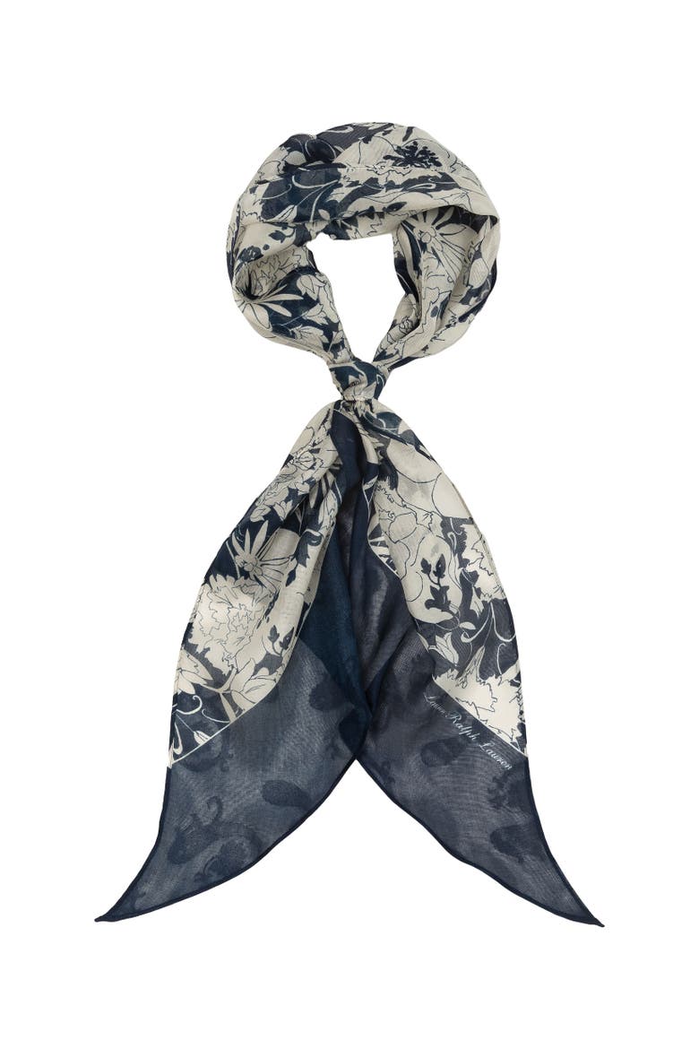 Floral Oblong With Bias Ends, Main, color, Navy