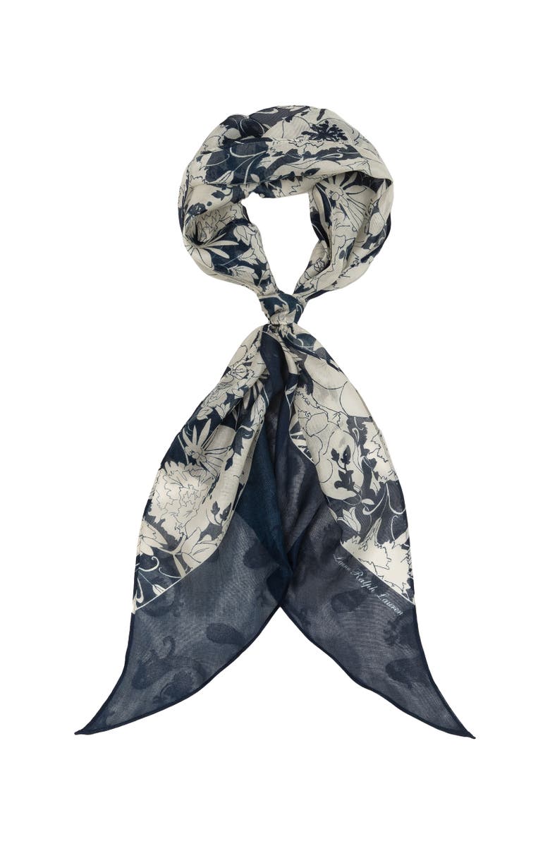 Lauren Ralph Lauren Floral Oblong With Bias Ends, Main, color, Navy