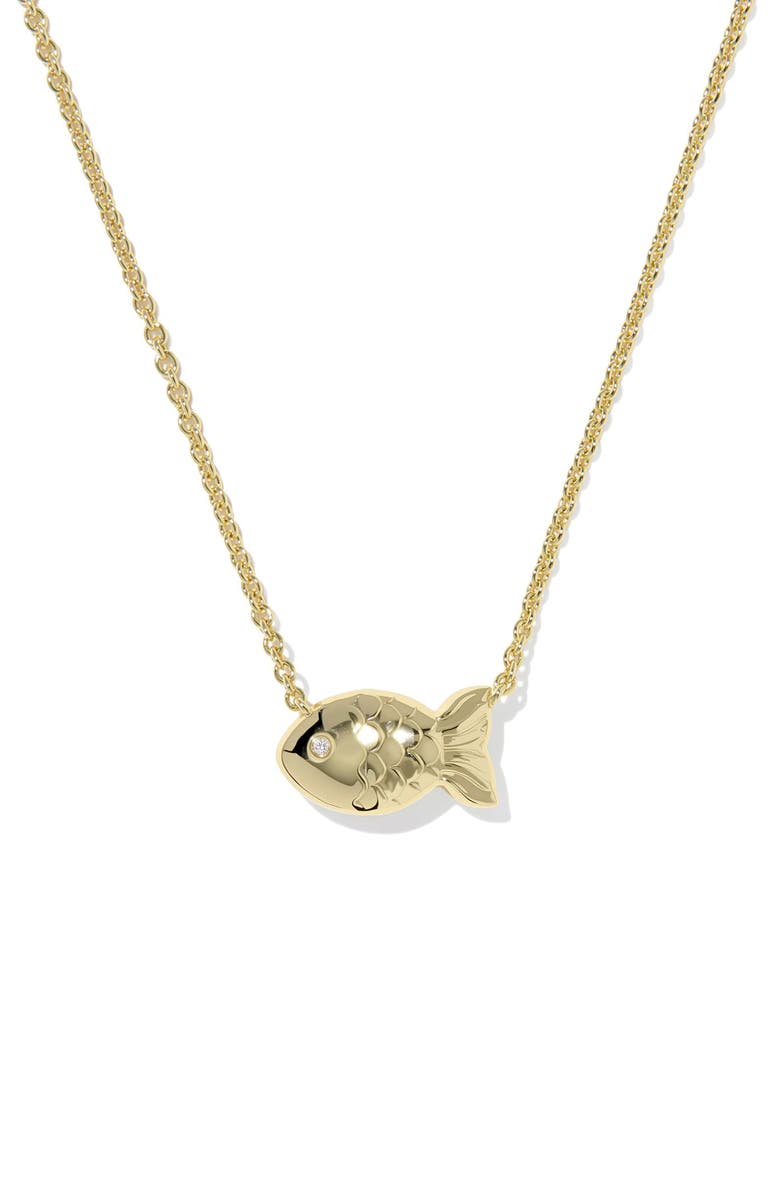 Kendra Scott Parker Short Fish Pendant Necklace, Alternate, color, Gold Abalone Shell