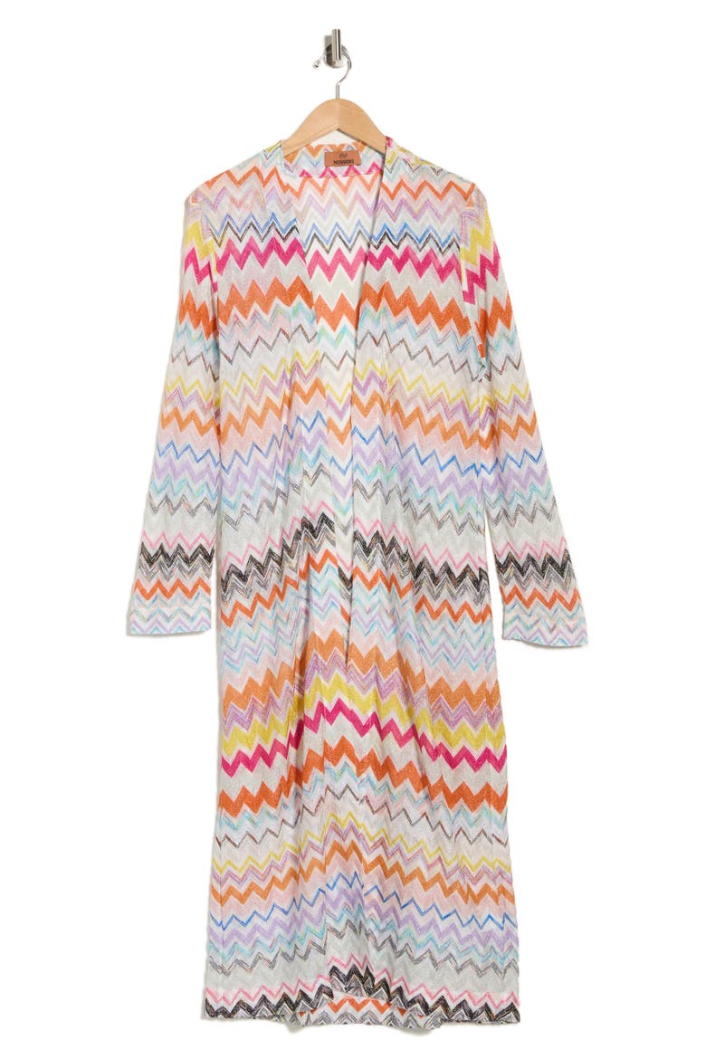 Lungo Longline Cardigan, Alternate, color, PINK PURPLE BLUE AND RED