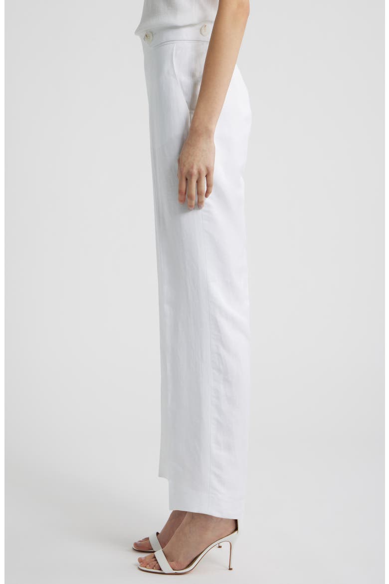 Button Tab Pull-On Linen Blend Wide Leg Pants, Alternate, color, CRISP WHITE
