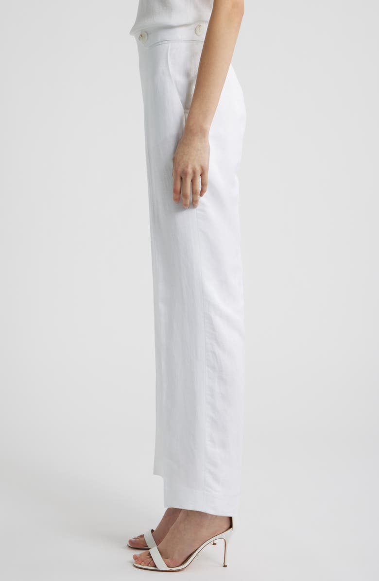 Anne Klein Button Tab Pull-On Linen Blend Wide Leg Pants, Alternate, color, 