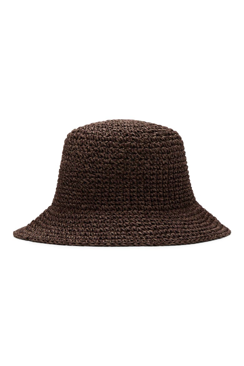 Crochet Raffia Bucket Hat, Main, color, CHOCOLATE