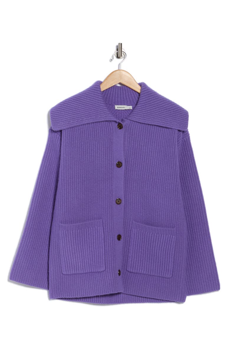 Simkhai Hollie Foldover Collar Cardigan, Alternate, color, Ultraviolet