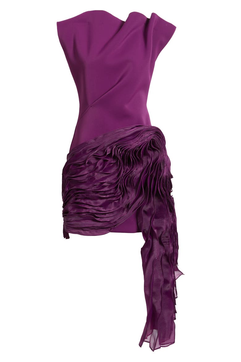 Wigbeth Pleated Organza Overlay Minidress, Alternate, color, DEEP RUBY