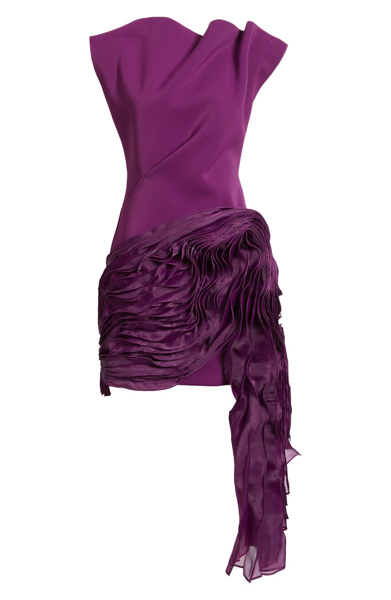 Acler Wigbeth Pleated Organza Overlay Minidress, Alternate, color, Deep Ruby