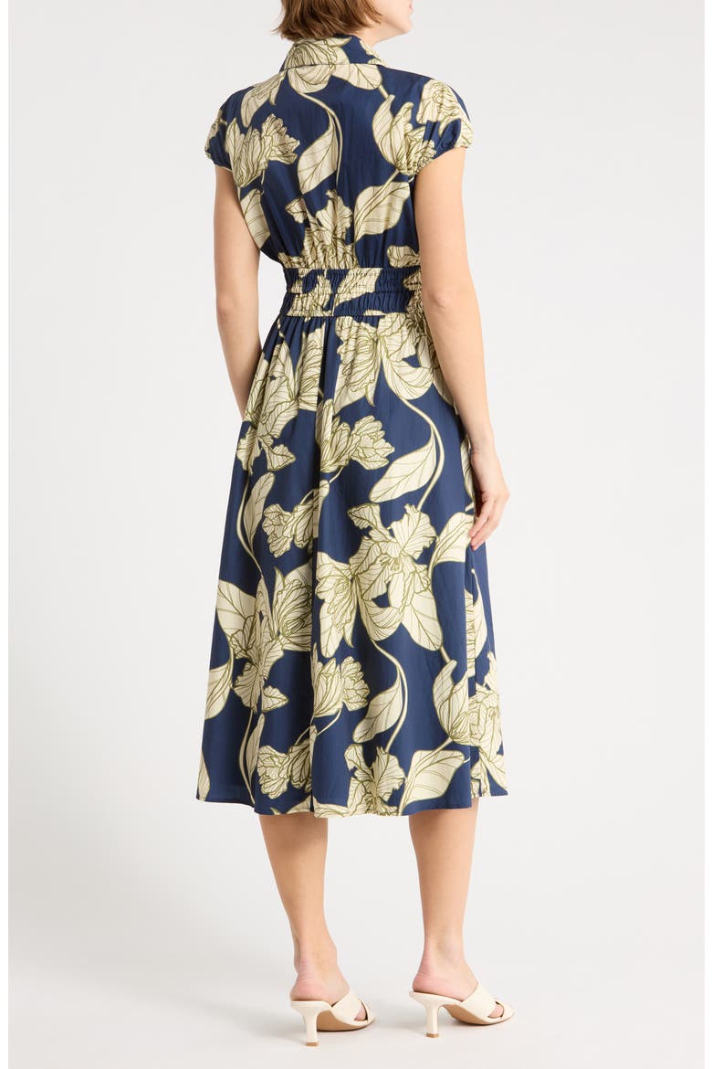 Alora Printed Cotton Shirtdress, Alternate, color, NAVY DRAMATIC VINING IRIS