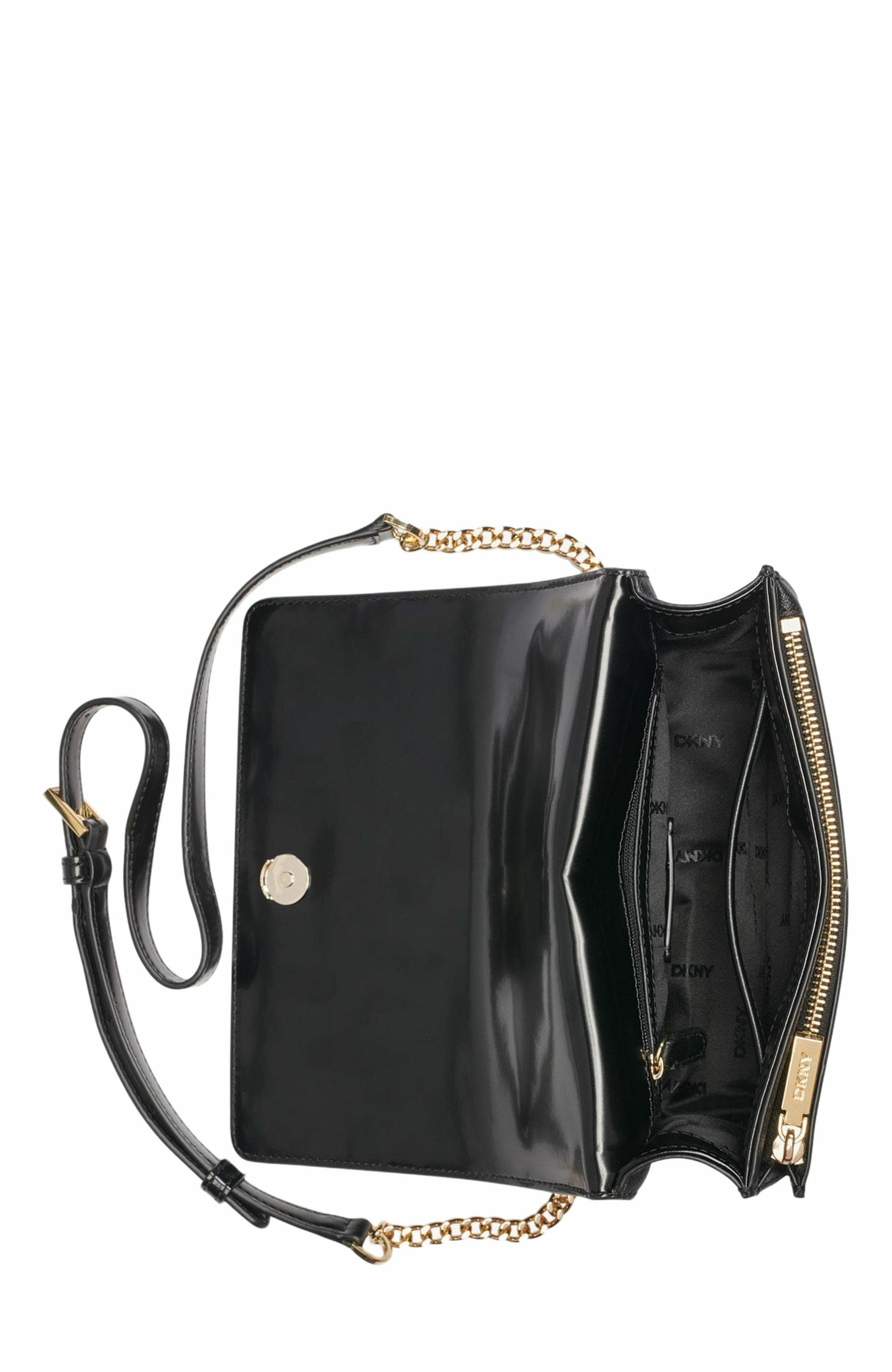 DKNY Echo Small Chain Flap Bag, Alternate, color, Blk/Gold
